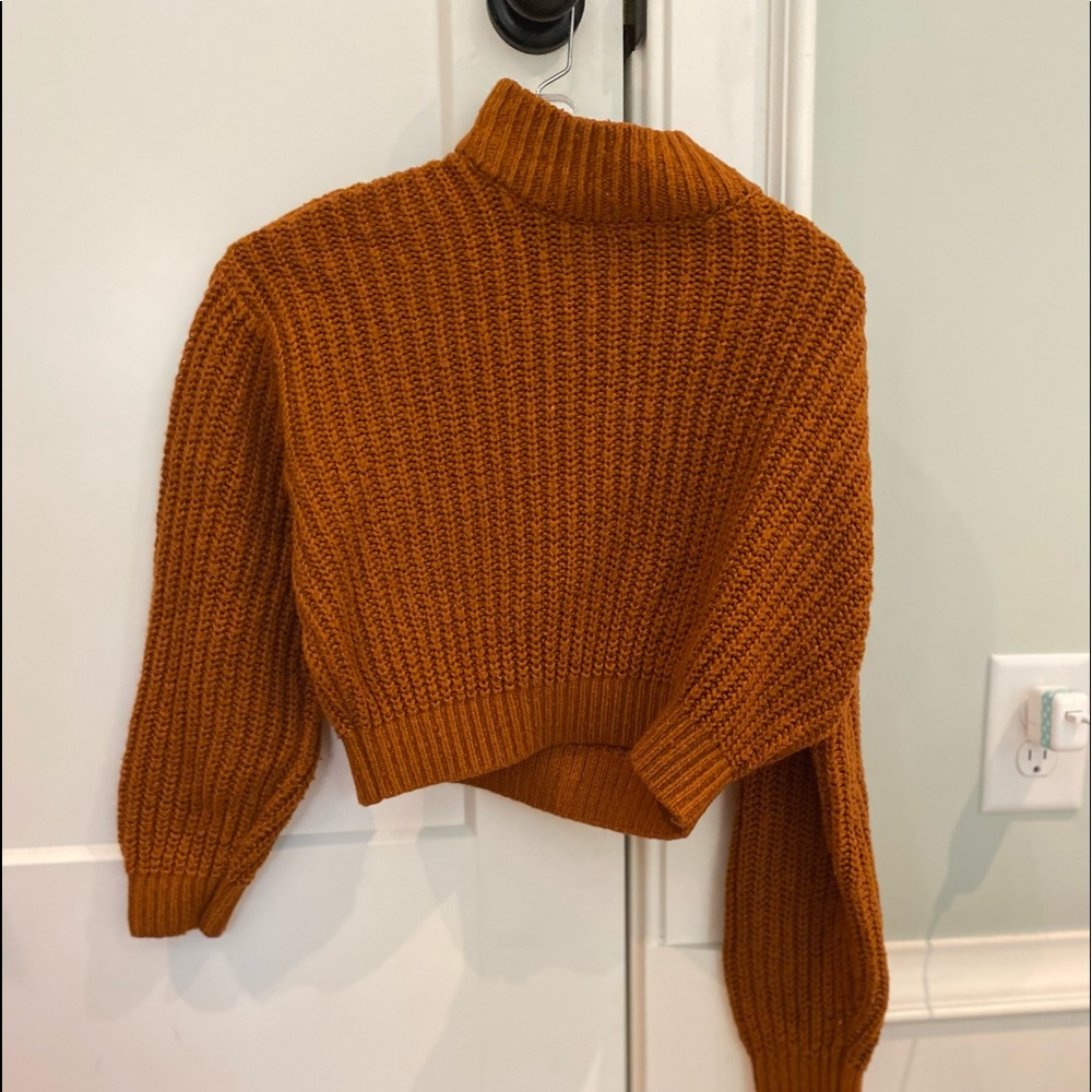 Cropped orange turtle neck sweater